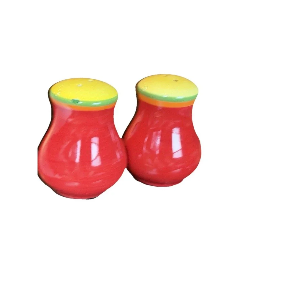 Dansk Caribe Aruba Salt & Pepper Shakers handpainted ceramic 3 1/2” Tall